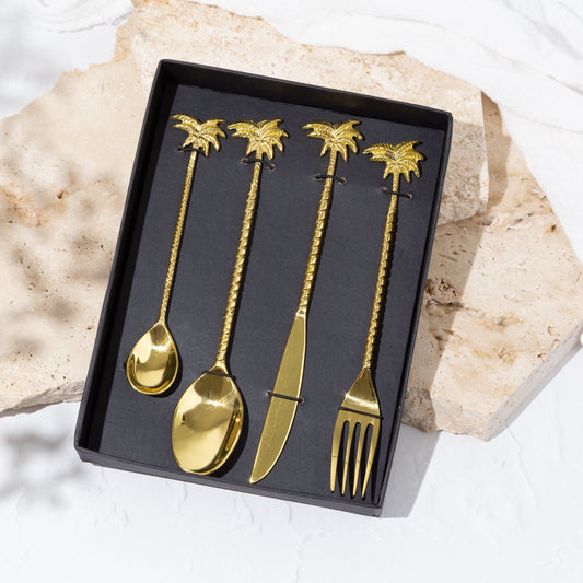 Palm Tree Brass Cutlery Set