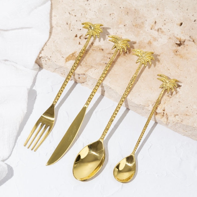 Palm Tree Brass Cutlery Set